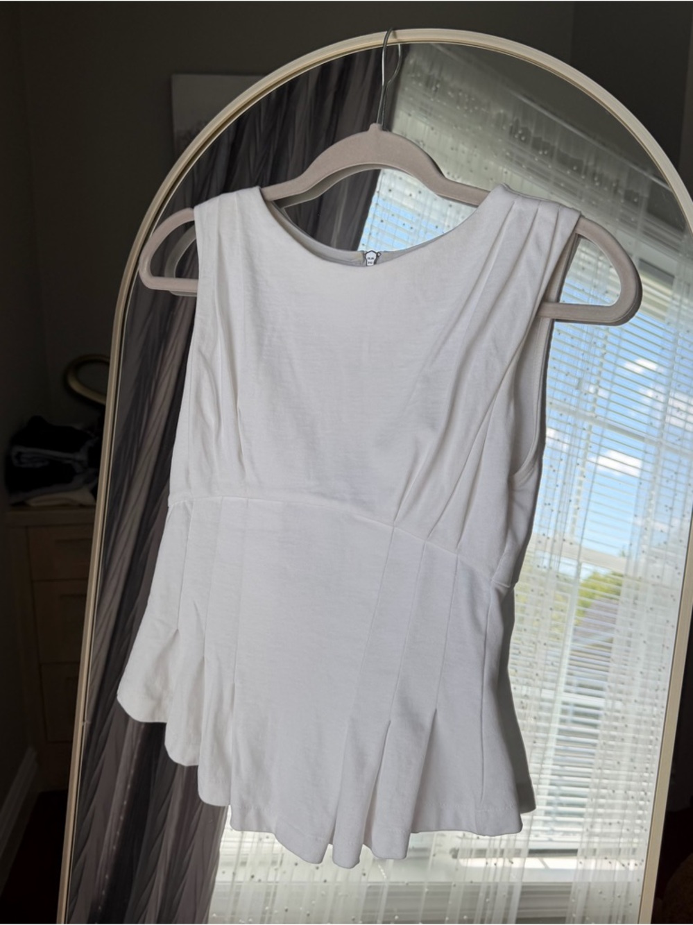 Zara White Sleeveless Peplum Top